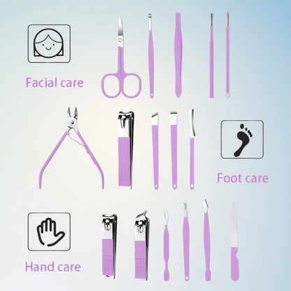 Original China imported 16 in 1 Manicure & Pedicure Kit with Leather Bag