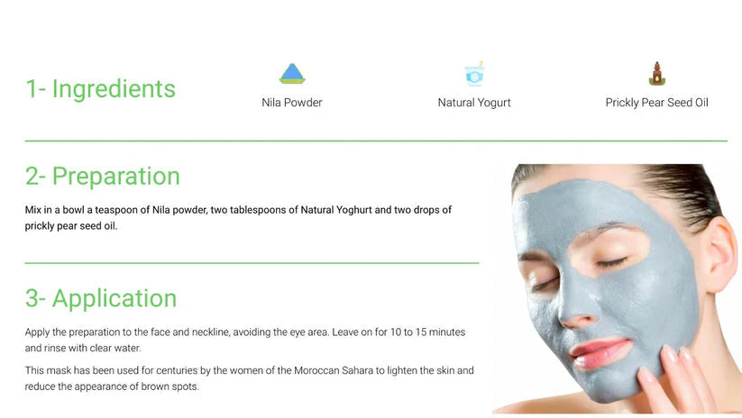 Imported Moroccan Beauty Blue Nila Powder Neela Mask for Glowing Skin Clay
